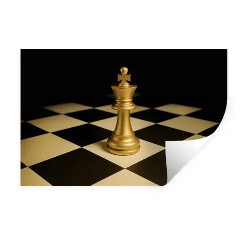 Schaakstuk - Koning - Schaakbord - Geblokt Muursticker klein -3d