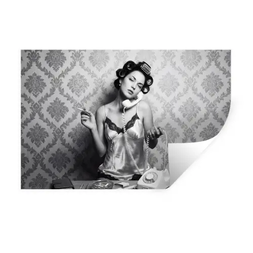 Chic - Vrouw - Zwart - Wit Muursticker klein -3d