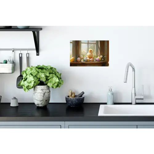 Kuiken - Raam - Paaseieren Muursticker klein -keuken