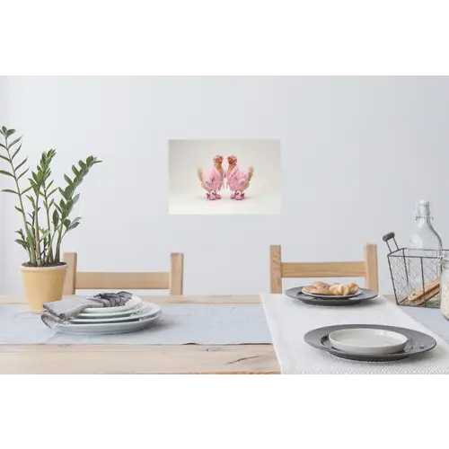 Kippen - Badjas - Krukspelden - Hakken Muursticker klein -eettafel