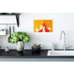 Kippen - Oranje - Vlakken Muursticker klein -keuken
