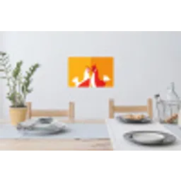 Kippen - Oranje - Vlakken Muursticker klein -eettafel