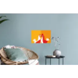 Kippen - Oranje - Vlakken Muursticker klein -plant