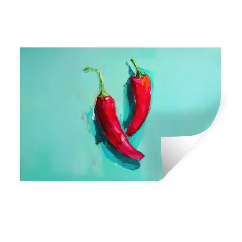Chilipepers - Geverfd - Rood Muursticker klein -3d