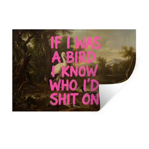 Klassiek - Humor - Roze Muursticker klein -3d