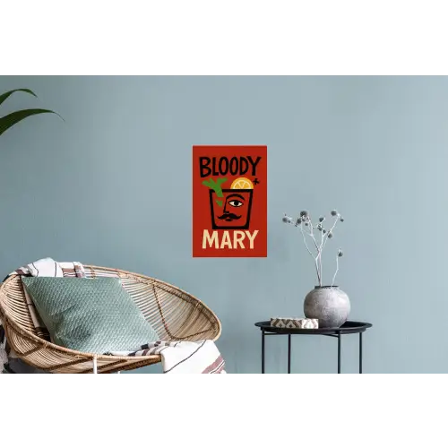 Cocktail - Art - Rood Muursticker klein -plant