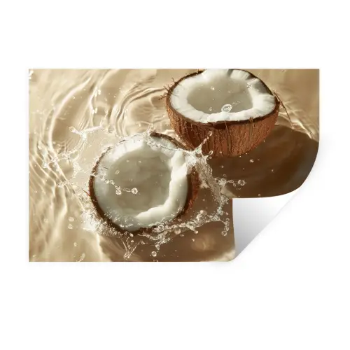 Kokosnoot - Water - Beige - Spetters Muursticker klein -3d