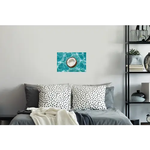 Kokosnoot - Water - Wit Muursticker klein -slaapkamer