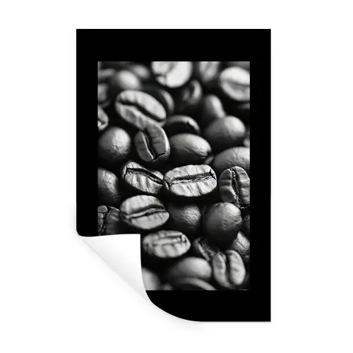 Koffiebonen - Zwart - Vintage Muursticker klein -3d