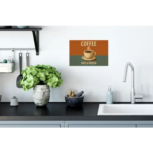 Koffie - Kop - Vintage - Quote Muursticker klein -keuken