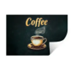 Koffie - Schotel - Koffiebonen - Retro Muursticker klein -3d