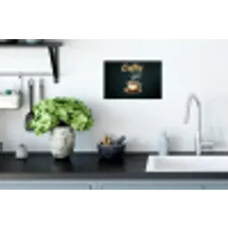 Koffie - Schotel - Koffiebonen - Retro Muursticker klein -keuken