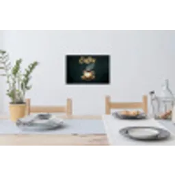 Koffie - Schotel - Koffiebonen - Retro Muursticker klein -eettafel