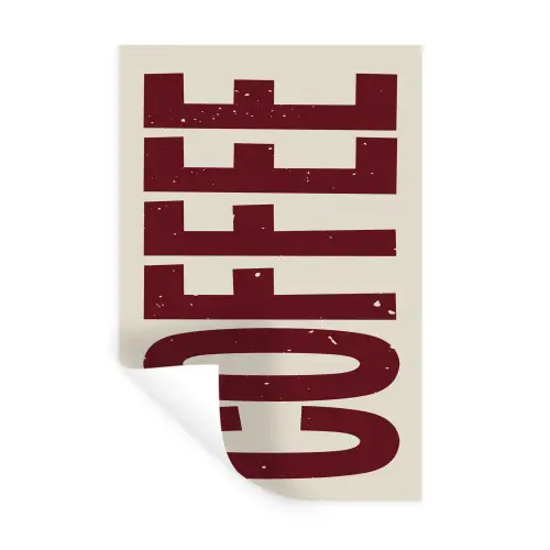 Koffie -Japandi - Rood - Vintage Muursticker klein -3d