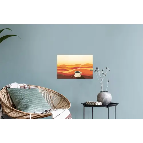 Koffie - Landschap - Oranje - Koffiebonen Muursticker klein -plant