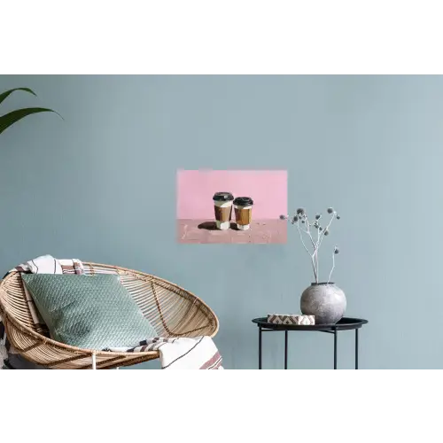 Koffiebekers - Deksel - Verf - Textuur Muursticker klein -plant