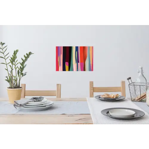 Kleurbanen - Verticaal - Kleurrijk Muursticker klein -eettafel