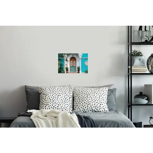 Zuilen - Sierlijke - Deur - Blauw Muursticker klein -slaapkamer