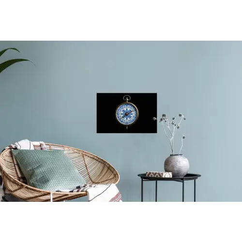 Kompas - Delfts blauw - Zwart Muursticker klein -plant