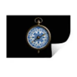 Kompas - Delfts blauw - Zwart Muursticker klein -3d