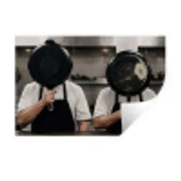 Koks - Koekenpannen - Keuken Muursticker klein -3d