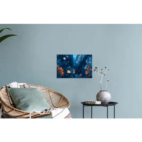 Koraalrif - Vissen - Oceaan - Blauw Muursticker klein -plant