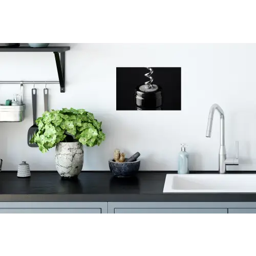 Kurkentrekker - Wijn - Zwart - Wit Muursticker klein -keuken