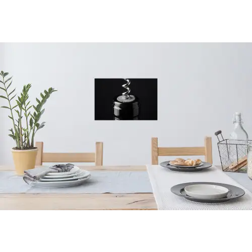 Kurkentrekker - Wijn - Zwart - Wit Muursticker klein -eettafel