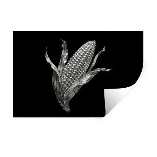 Maïskolf - Glanzend metaal - Elegant Muursticker klein -3d