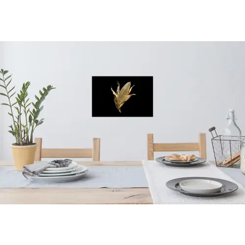 Mais - Eten - Goud - Zwart Muursticker klein -eettafel