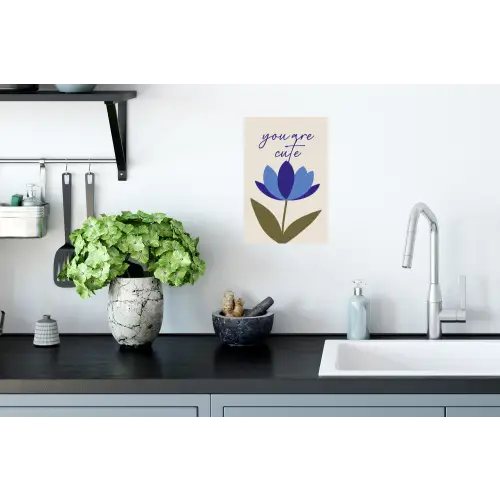 Korenbloem - Valentijn - Bloem - Blauw Muursticker klein -keuken