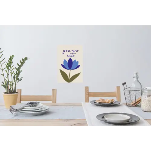 Korenbloem - Valentijn - Bloem - Blauw Muursticker klein -eettafel