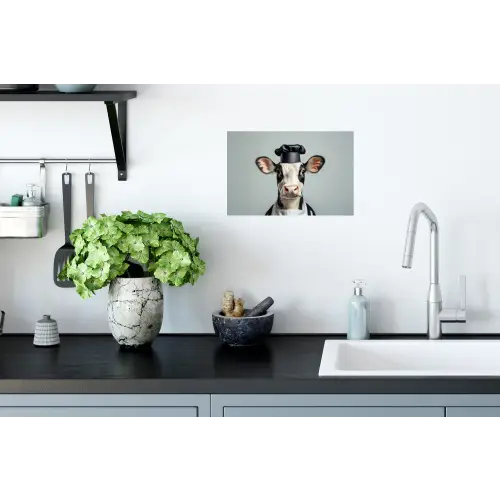 Koe - Zwart - Wit - Kok Muursticker klein -keuken
