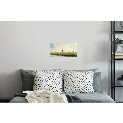 Koeien - Windmolen - Weide - Blauw Muursticker klein -slaapkamer