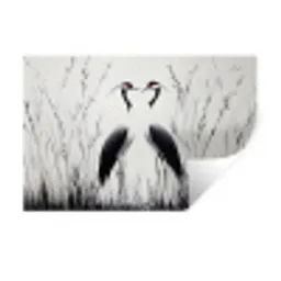 Kraanvogels - Gras - Hartvorm - Zwart Muursticker klein -3d