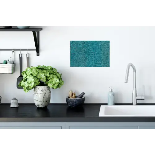 Krokodillenleertextuur - Blauw - Exotisch Muursticker klein -keuken