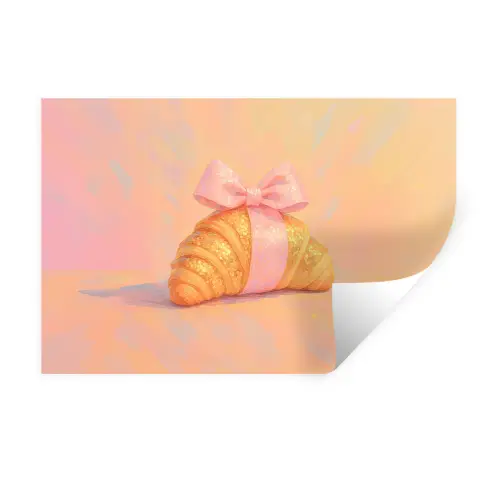 Croissant - Strik - Roze Muursticker klein -3d