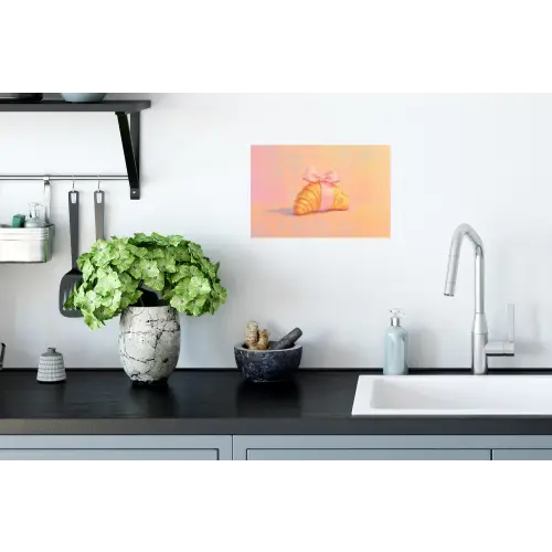 Croissant - Strik - Roze Muursticker klein -keuken