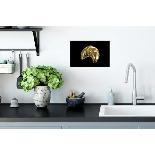 Croissant - Brood - Goud - Zwart Muursticker klein -keuken