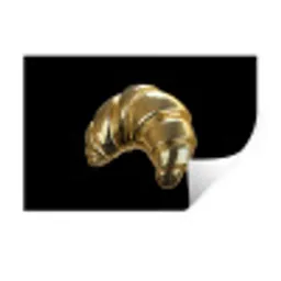 Croissant - Brood - Goud - Zwart Muursticker klein -3d