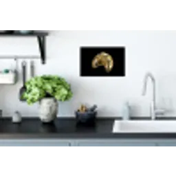 Croissant - Brood - Goud - Zwart Muursticker klein -keuken