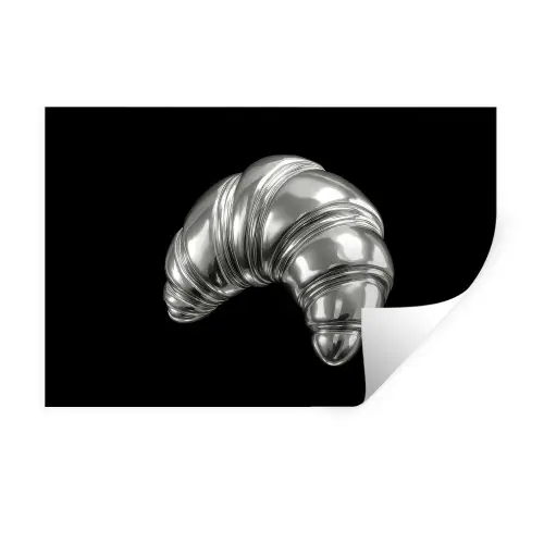 Croissant - Metaal - Zilver Muursticker klein -3d