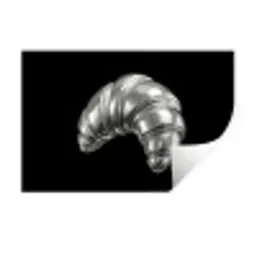 Croissant - Metaal - Zilver Muursticker klein -3d