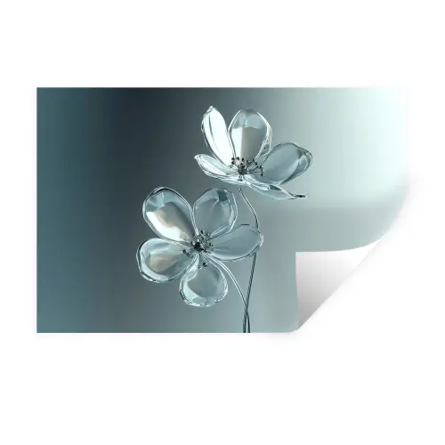 Kristal - Bloemen - Grijs Muursticker klein -3d