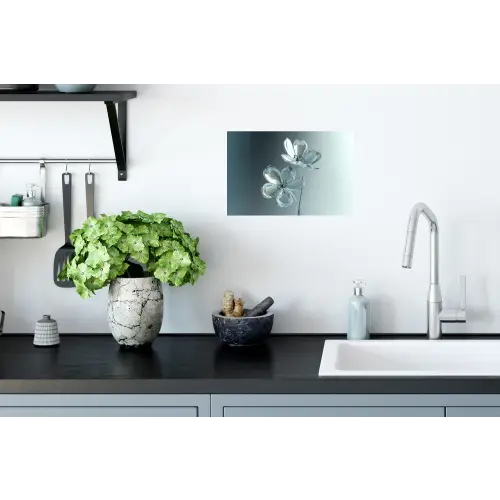 Kristal - Bloemen - Grijs Muursticker klein -keuken