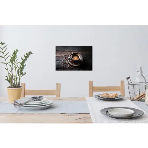 Kop - Koffie - Hout - Bonen Muursticker klein -eettafel