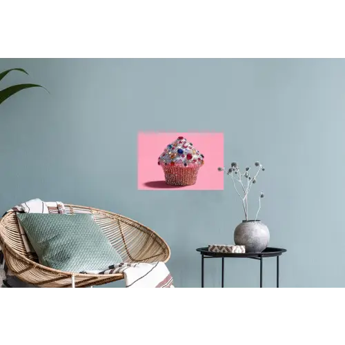 Cupcake - Kleurrijk - Edelstenen Muursticker klein -plant