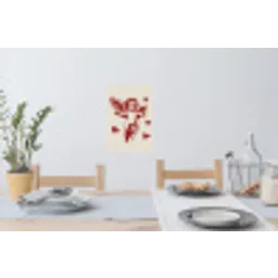 Cupido - Hartjes - Rood - Klassiek Muursticker klein -eettafel