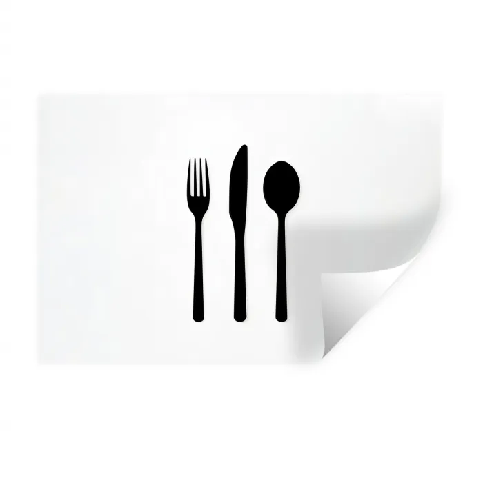 Bestek - Zwart - Simpel Muursticker klein -3d
