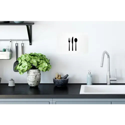 Bestek - Zwart - Simpel Muursticker klein -keuken